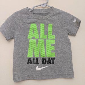 Nike Toddler "All Me All Day" Grey and Green Shirt - EUC - 2T